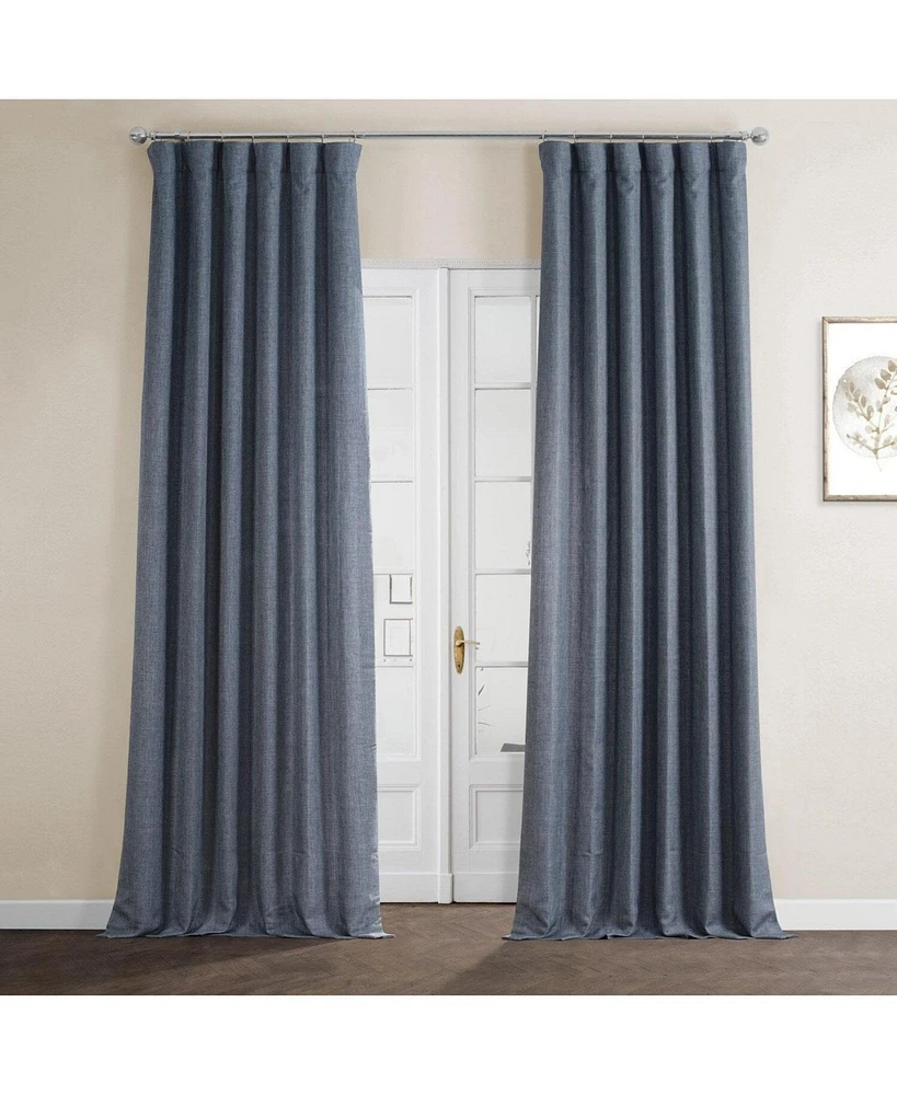 Half Price Drapes Sweden Blue Italian Faux Linen Room Darkening Curtain