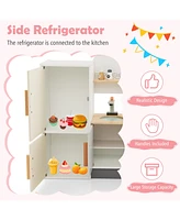 Costway Kids Chef Play Kitchen Set Toddlers Wooden Pretend Toy Playset with Range Hood