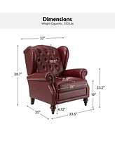 Hulala Home Alex 33" Wide Genuine Leather Arm Chair