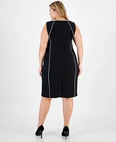 Kasper Plus Tipped Sleeveless Sheath Dress