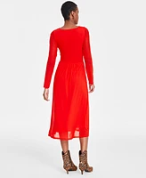 On 34th Women's Ruched-Mesh Midi Dress, Created for Macy's