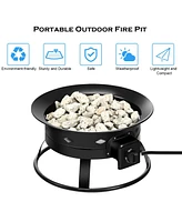 Skonyon 58 000BTU Firebowl Outdoor Portable Propane Gas Fire Pit with Cover and Carry Kit