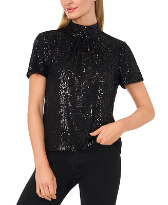 CeCe Women's Sequined Bow-Back Top