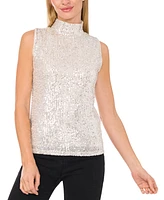 CeCe Women's Sequined Mock-Neck Top