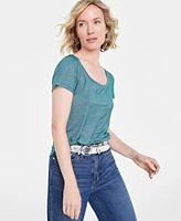 On 34th Women's Short-Sleeve Solid Shine Top, Created for Macy's