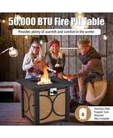 Skonyon 28 Inch 50000 Btu Outdoor Square Fire Pit Table with Cover