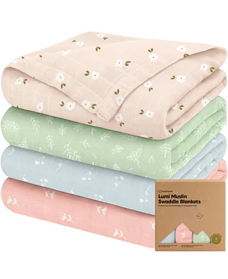 KeaBabies 4pk Muslin Swaddle Blankets for Baby Boys, Girls - Organic Blankets, Swaddles Newborns