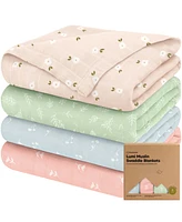 KeaBabies 4pk Muslin Swaddle Blankets for Baby Boys, Girls - Organic Blankets, Swaddles Newborns