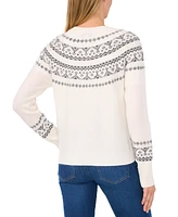 CeCe Women's Embellished Fair Isle Cardigan