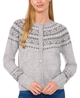 CeCe Women's Embellished Fair Isle Cardigan