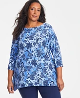 Jm Collection Plus Jacquard Swing Top, Exclusively at Macy's