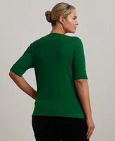 Lauren Ralph Plus Elbow-Sleeve Top