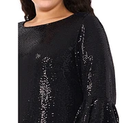 Msk Plus Sequined Bell-Sleeve Cocktail Dress