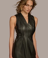 Donna Karan New York Women's Faux-Leather Croc-Embossed Sheath Dress