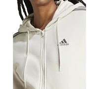 adidas Women's 3-Stripe Cotton Fleece Full-Zip Hoodie Sweatshirt