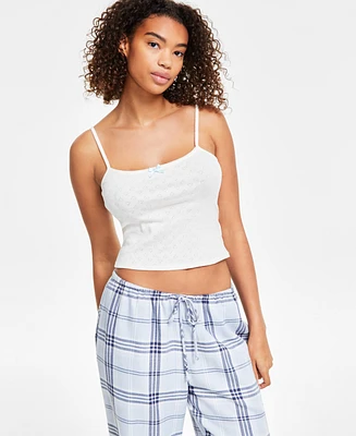 Self Esteem Juniors' Pointelle Cropped Tank Top Cami