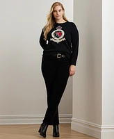 Lauren Ralph Plus Intarsia-Knit Crest Sweater