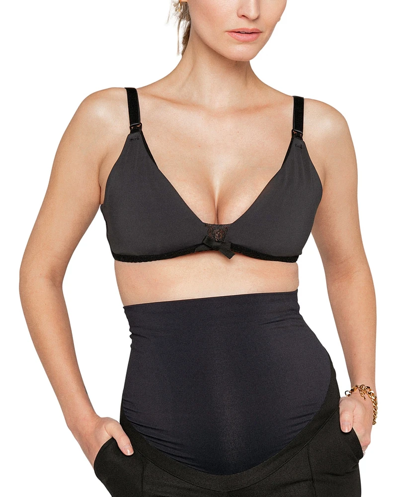 Marion Maternity High Support Nursing Bralette Black with Lace Detail