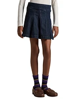 Polo Ralph Lauren Big Girls Pleated Cotton Denim Skirt