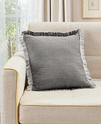 Sunham Cotton Fringed Decorative Pillow, 18" x 18"