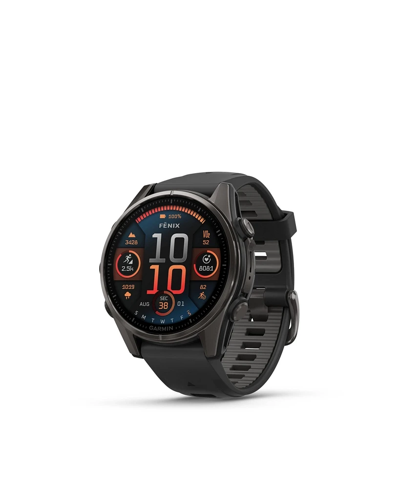 Garmin fenix 8 43mm, Amoled, Saphire, Carbon Gray Titanium, Blk/Pebble Gray Band