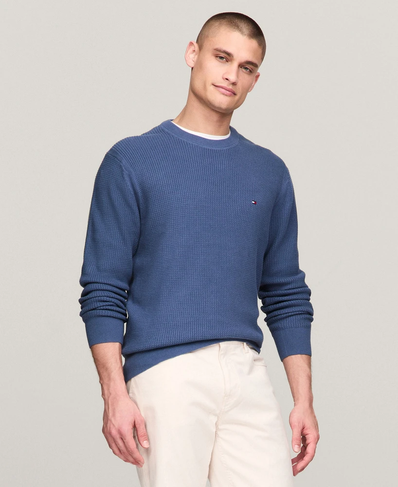 Tommy Hilfiger Men's Textured Knit Stripe Crewneck Sweater