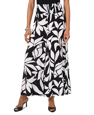 Vince Camuoto Women's Printed Smocked-Waist Wide-Leg Pants