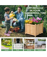 Skonyon Folding Square Fir Wood Raised Garden Bed with Removable Bottom