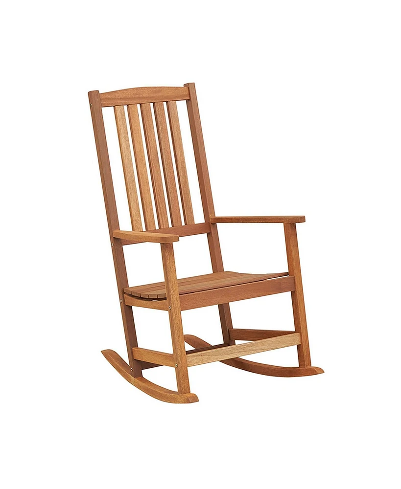 Skonyon Patio Rocking Chair Ergonomic High-Back Outdoor Rocker with Smooth Rocking Base