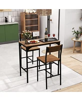 Sugift 3 Pieces Bar Table Set with 2 Stools