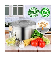 NutriChef Stainless Steel Cookware Stock Pot - 5 Quart, Heavy Duty Induction Pot, Soup Pot With Stainless Steel Lid