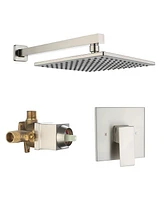 Mondawe Brushed Nickel Pressure-balanced Built-In Shower Faucet System