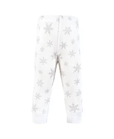 Hudson Baby Girls Thermal Tapered Ankle Pants 4pk, Snowflake, 3-6 Months