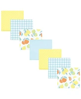 Hudson Baby Infant Girl Cotton Poly Flannel Receiving Blankets Bundle, Citrus Mint, One Size