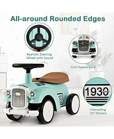 Gymax Retro Kids Ride-on Toy Sit to Stand Vehicle with Working Steering Wheel White