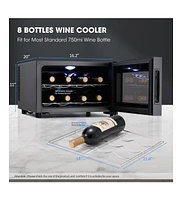 Jinjunye 8 Bottle Wine Cooler Refrigerator, Wine Fridge Small, Countertop Wine Cooler with Digital Temperature Control