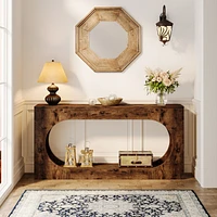Tribesigns Console Table, 63-Inch Narrow Sofa Entryway Table with 2-Tier Storage Shelf, Wood Hallway Behind Couch Table Accent Table for Living Room