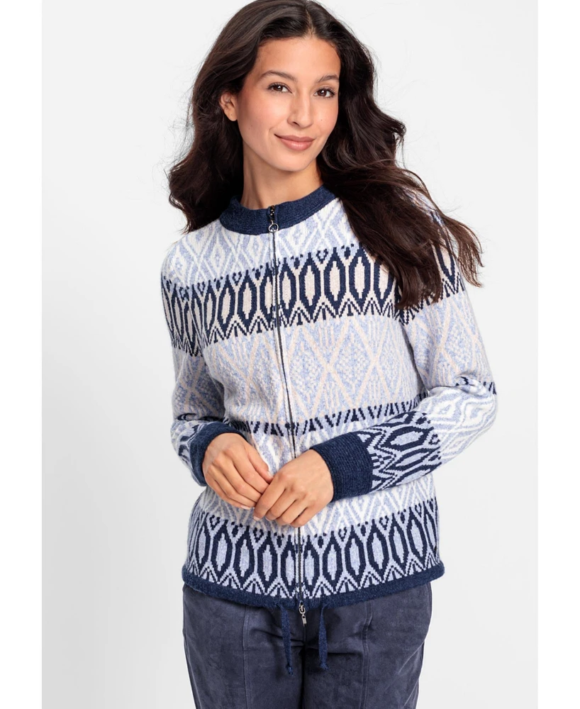 Olsen Women's Nordic Jacquard Sweater Cardigan