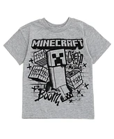 Minecraft Boys Creeper Skeleton Zombie Enderman Graphic T-Shirt and Mesh Shorts Outfit Set to