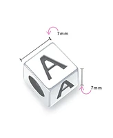 Bling Jewelry Square Cube Block Letter A-z Alphabet Initial Charm Bead For Women For .925 Sterling Silver For European Bracelet