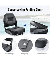 Sugift Set of 2 Folding Low Back Fishing Boat Seats with Stainless Steel Screws