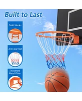15 Inch Basketball Rim Goal Replacement with All Weather Net and Mounting Hardware-Orange