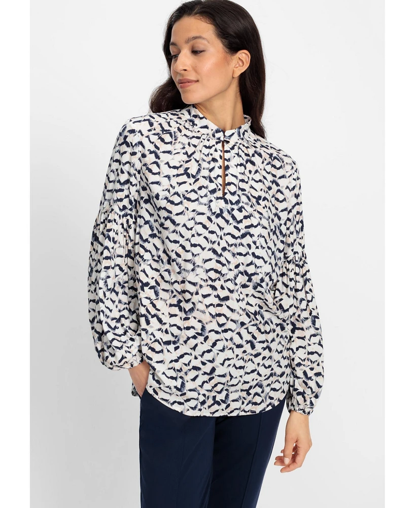 Olsen Women's Feather Print Shirt