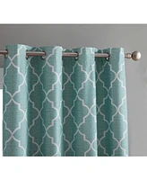Kate Aurora 2 Piece 100% Full Blackout Trellis Grommet Top Window Curtain Panels