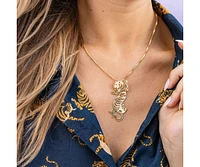 Ink + Alloy Bianca Tiger Statement Necklace Brass