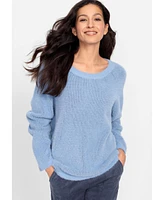 Olsen Women's Boat Neck Feather Yarn Sweater