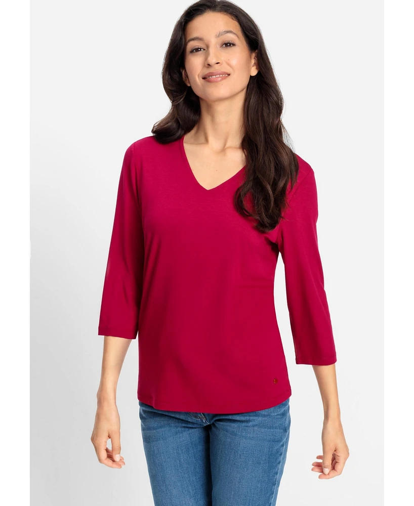 Olsen Women's Viscose Blend V-Neck T-Shirt