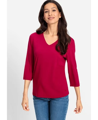 Olsen Women's Viscose Blend V-Neck T-Shirt