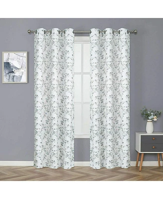 Kate Aurora 2 Pack Shabby Chic Grommet Top Floral Cherry Blossom Curtain Panels - 52 in. W x 84 L, Spice/Gray