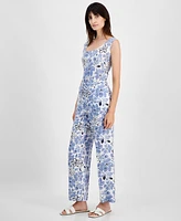 Charter Club Women's Printed Linen Pull-On Pants, Created for Macy's